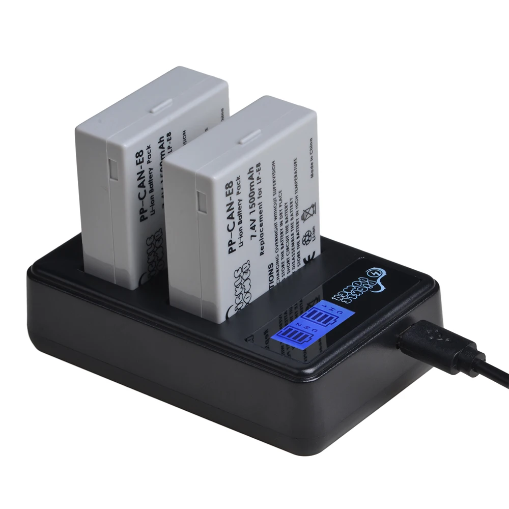 LP E8 LPE8 Батарея + ЖК дисплей двойной Зарядное устройство для Canon 550D 600D 650D 700D Rebel T2i T3i
