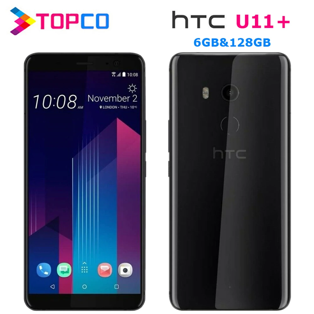 HTC U11 + U11 Plus 128GB Original desbloqueado GSM 3G y 4G Android Teléfono Móvil Octa Core 6,0 12MP y 8MP 6GB y 128GB de huellas dactilares de NFC