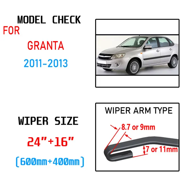 לאדה Granta 2011 2012 2013 אביזרי רכב קדמי חלון שמשה קדמית מגב להבים מברשות חותך U סוג J וו-2