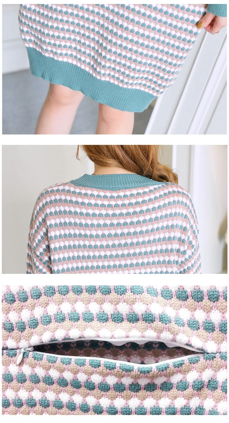2XL новые модные платья для беременных, зимнее платье для грудного вскармливания, свитер, вязаное свободное женское платье для беременных, платье для кормящих с длинным рукавом
