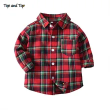 Топ и топ; сезон весна-осень; модная клетчатая рубашка для мальчиков; Повседневные Классические хлопковые детские топы в клетку; детская блузка с длинными рукавами для мальчиков
