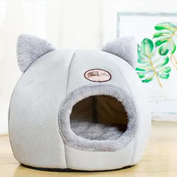 

Dogs Cats Nest with Removable and Washable Cushion Pet Puppies House Bed Warm Short Plush Nest for Winter