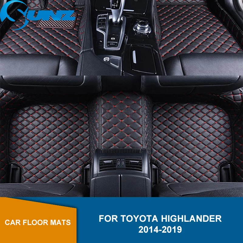 

Leather Car floor mats For Toyota Highlander 2014 2015 2016 2017 2018 2019 Custom auto foot Pads automobile carpet cover SUNZ