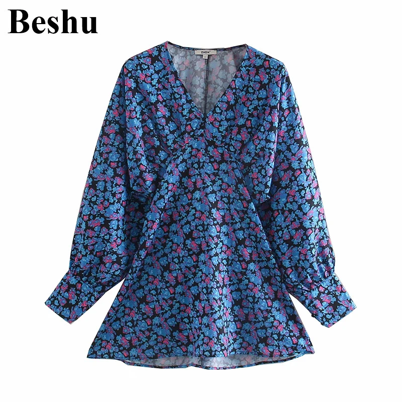 

za 2019 mini dress women a-line elegant dress v neck long sleeve dress casual vestidos mujer