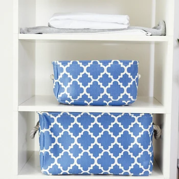 

Portable Rectangular Fabric Closet Storage Baskets Kid Toys Organizer Wardrobe Shelf For Clothes Storage Box With Rope Handles