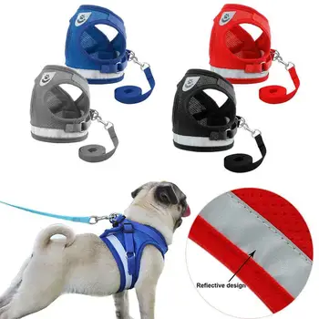 

Reflective Cat Harness And Leash Set Nylon Mesh Kitten Puppy Dogs Vest Harness Leads Pet Clothes For Small Dogs Yorkies Pug