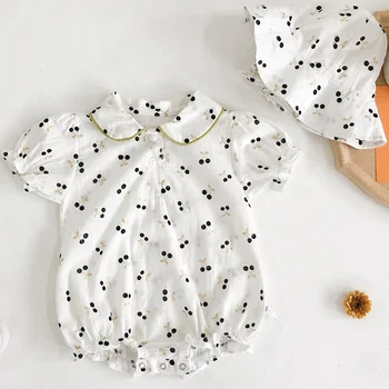 

Summer Baby Girl Clothes 2020 New Baby One-piece Clothes Toddler Bronzing Cherry Cotton Short-sleeved NewbornBaby Romper
