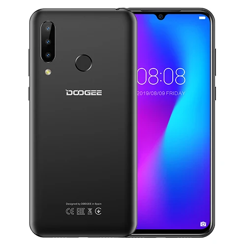 Мобильный телефон DOOGEE N20 16MP с тройной задней камерой 6,3 дюймов FHD+ дисплей 4 Гб 64 Гб MT6763 Восьмиядерный 4350 мАч мобильный телефон LTE - Цвет: Черный