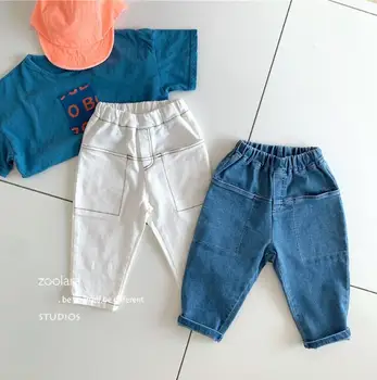 

2020 Hot Selling Girls Boys Denim Pants Summer Fashion Kids Jean Pants 4-9T QA716