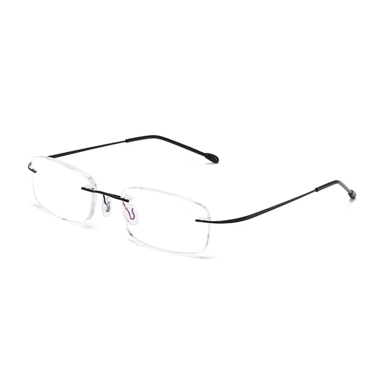 Высококачественные легкие титановые очки для чтения без оправы из нержавеющей стали, женские квадратные очки для дальнозоркости, безрамные очки+ 1,0 - Цвет оправы: black
