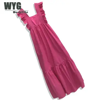 

Self Portrait Rose Red Long Dress For Party 2020 Summer Newest Fashion Ruffles Sleeveless Ladies High Quality Maxi Dresses