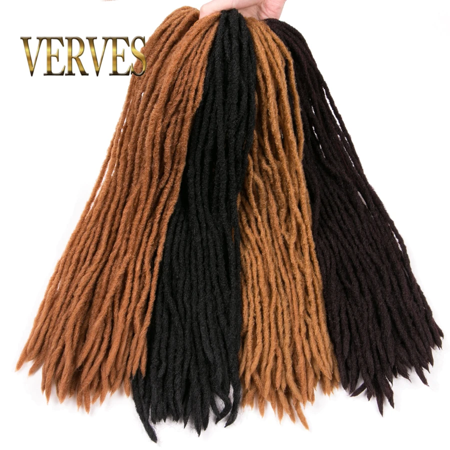 VERVES Soft Dreadlocks Synthetic Crochet Hair 12 strands/pcs Black Brown Crochet Braiding Hair For Women And Men 20'' Hair Piece 5