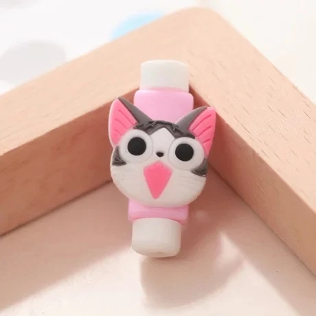 Синий Универсальный мультфильм USB телефон протектор сердцевины кабеля для IPhone XS чехол для MAX XR для IPhone X 4 4S 5 6 6S 7 8 Plus 11 pro милый чехол - Цвет: Синий