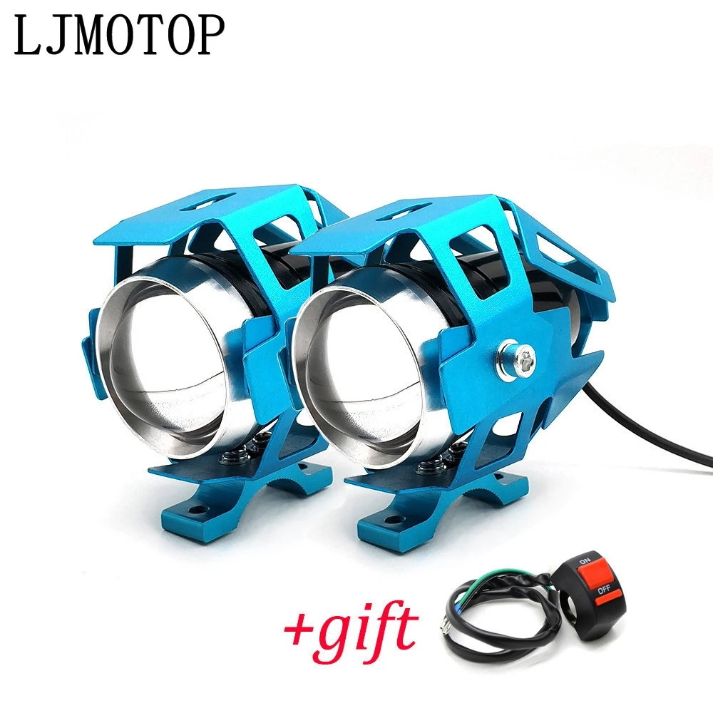 motorcycle headlights auxiliary lamp U5 led spotlight 12V DRL For Yamaha YZF YZ-F 125 250 350 450 505 R1 R6 FZ1 FZ6N MT07 MT09 - Color: 2 pieces Blue