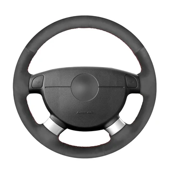

Hand-stitched Black Suede Car Steering Wheel Covers Wrap for Chevrolet Lova Chevrolet Aveo Buick Excelle Daewoo Gentra
