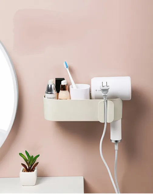 $US $6.99  Wall Mounted Hair Dryer Holder Rack No Drilling Styling Tool multi-Organizer Storage Basket for Bat