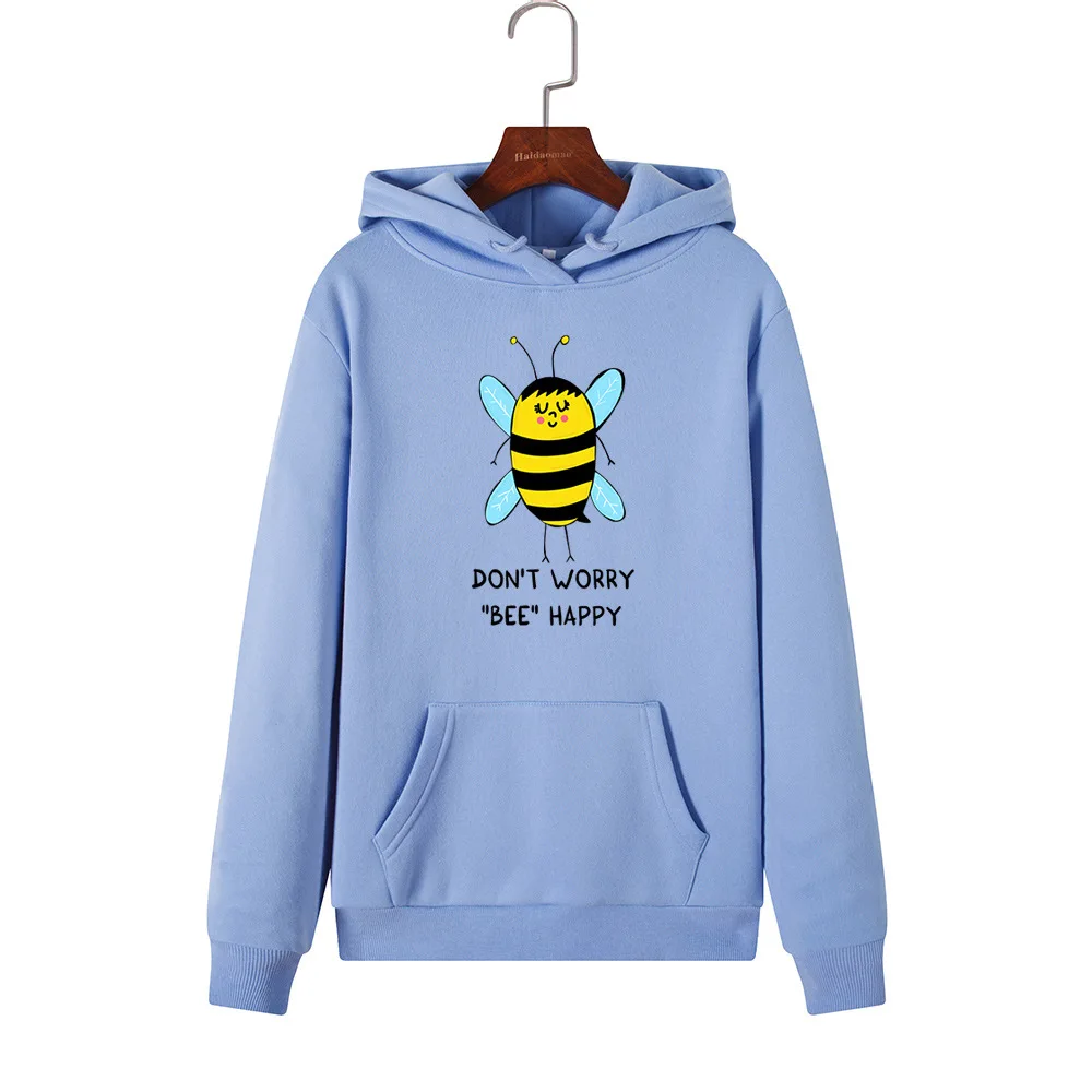 Женская толстовка с капюшоном SINGRAIN Happy Bee уличная одежда Белые Повседневные