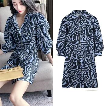

2020 New Summer Women Dress Casual Mini Half Sleeve Leopard Print Loose Fashion Single Breasted Female Dresses Elegant