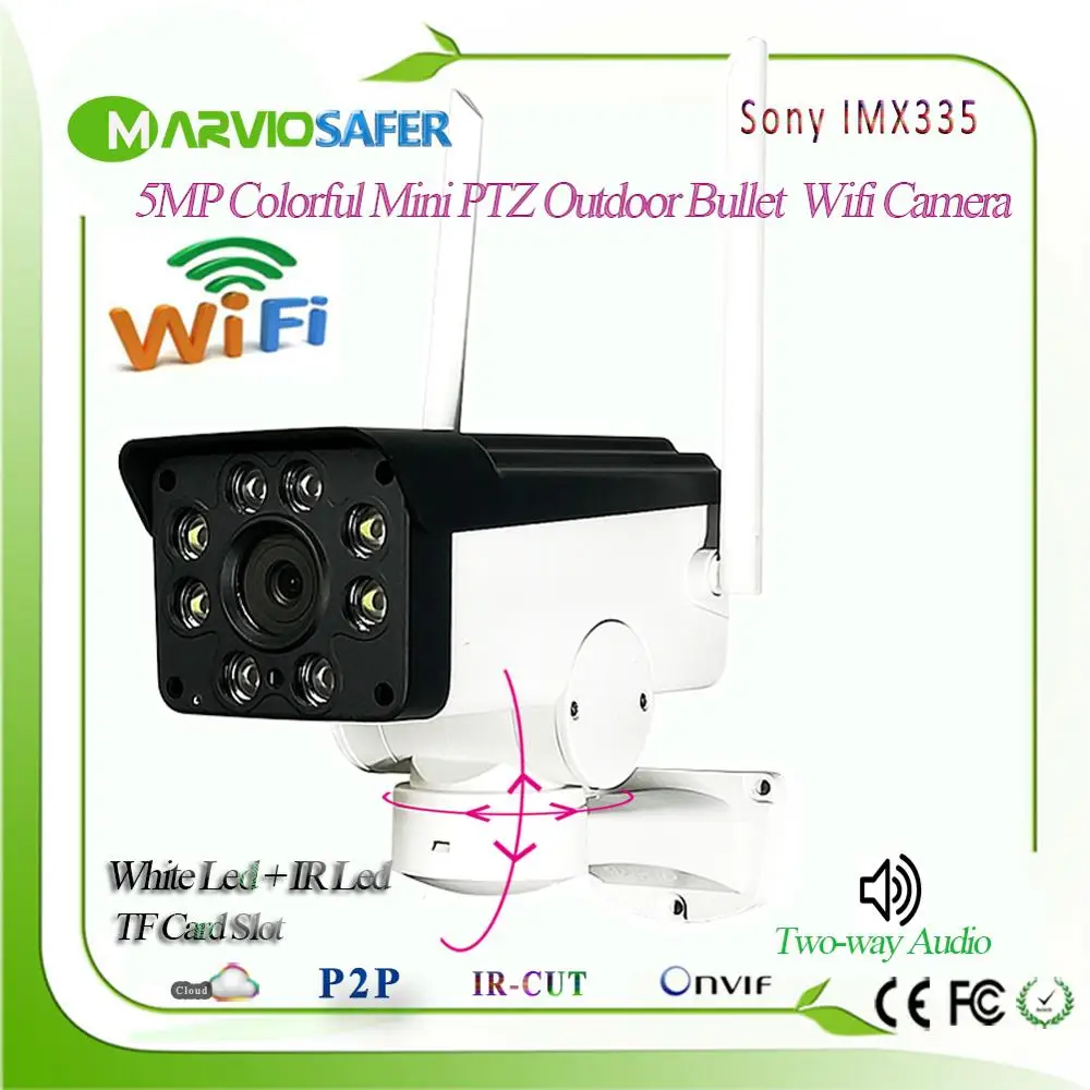 5MP Starlight Auto Tracking Outdoor Wifi Mini 5X Zoom PTZ Network Camerea Wirelss Ip Security Camera Bullet Sony IMX335 Onvif