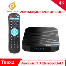 ТВ-бокс T95X2 Android 8,1 Smart tv BOX 4 Гб 64 Гб Amlogic S905X2 четырехъядерный H.265 4K медиаплеер Youtube телеприставка T95 X2