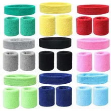 Спортивный набор одежды из 2-х наименований: из Напульсники+ 1 шт. повязка на голову Полотенца Sweatband Набор для йоги Баскетбол Фитнес Run повязка на голову напульсник протектор