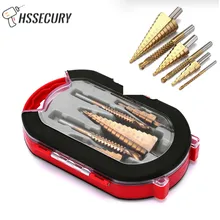 

6Pcs HSS Straight Groove Step Drill Bit Set Steel Titanium Coated Wood Metal Hole Cutter Core Drill Bit + 3 6 8MM Saw Drill Set