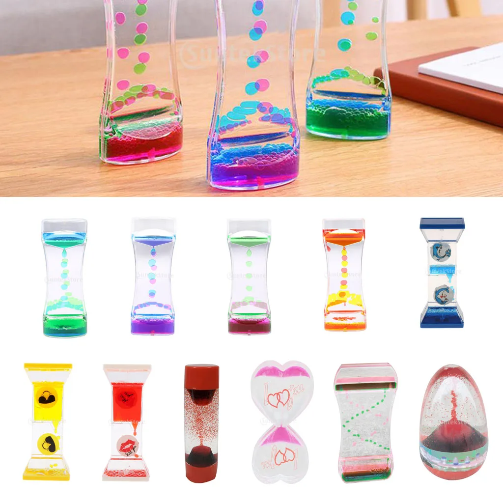 Floating Color Mix Oil Liquid Bubbler Motion Timer Hour Glass Orange Yellow