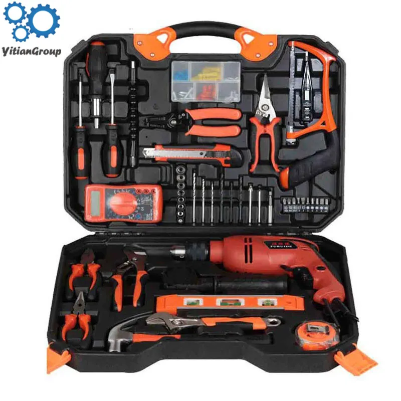 

120 woodworking electric hardware tool set electric drill household toolbox electrician maintenance combination set impact drill