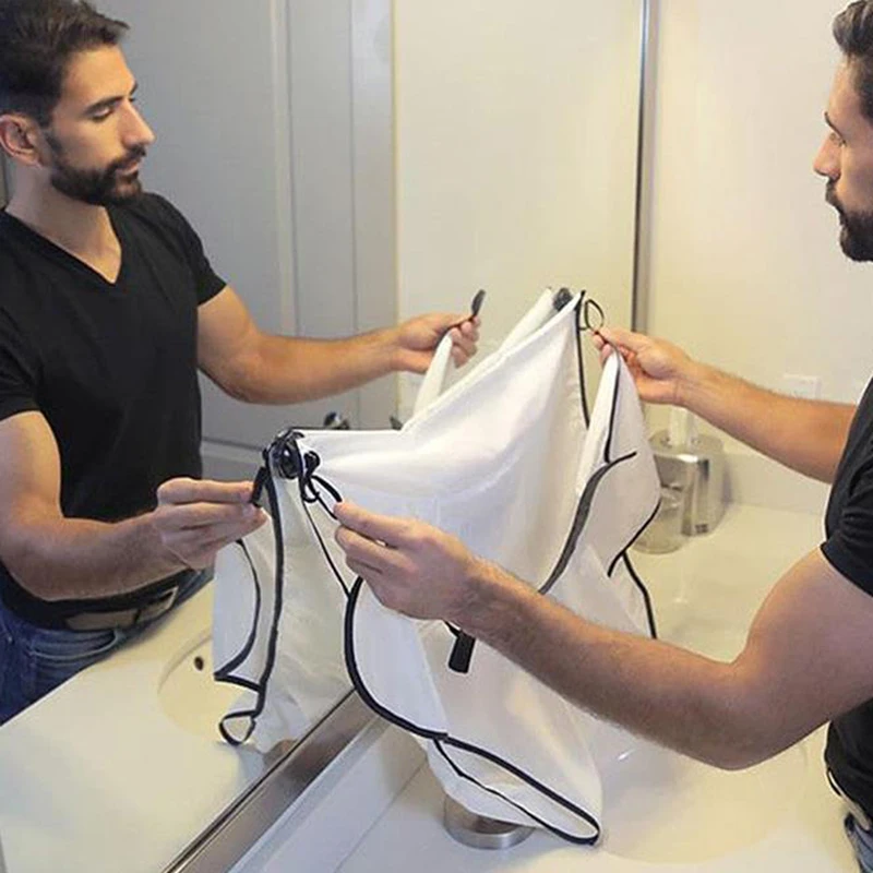 Haircut Apron Canvas Aprons Men Shaving Apron Beard Collector Easy Bathroom Care Tool Clean Hair Adult Bibs Shaver Holder Organizer Gift For Man