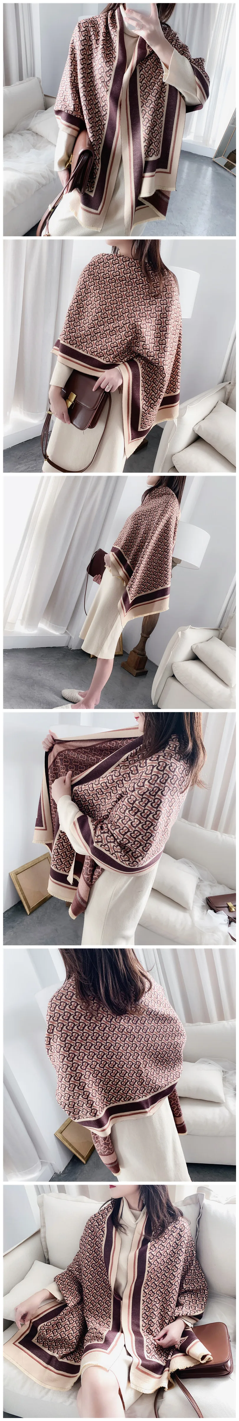 Одежда на осень и зиму в Корейском стиле двухсторонняя имитация кашемира толстый теплый шарф высокого качества Женский кондиционер шаль шарф