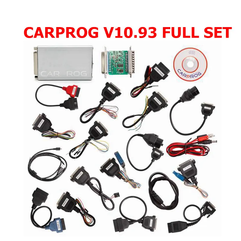 Новейший Carprog V10.93 V8.21 полный 21 Адаптеры автомобильный Prog 10,93 8,21 ECU чип тюнинг онлайн ECU программист инструмент для установки подушки безопасности - Цвет: V10.93 FULL SET