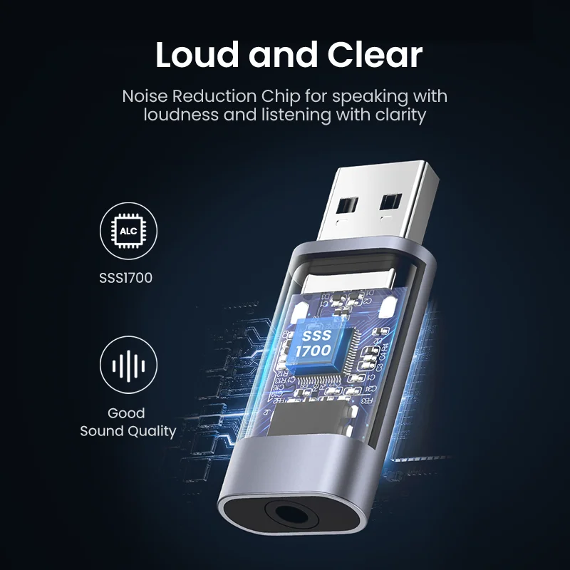 USB Sound Card Sound Card UGREEN Sound Card 2-in-1 USB Audio Interface External 3.5mm Audio Adapter Soundcard for Laptop PS4 Headset USB Sound Card