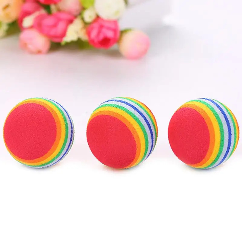 Rainbow Ball Pet Toys Colorful Foam Fetch Balls Soft Interactive Cat Dog Chew Balls EVA Ball Non-toxic Training Supplies