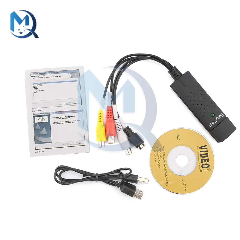 DC5V USB2.0 Video Capture Card Monitoring WIN8 WIN10 for EasyCAP 1 Channel TV DVD VHS Audio | Электронные компоненты и