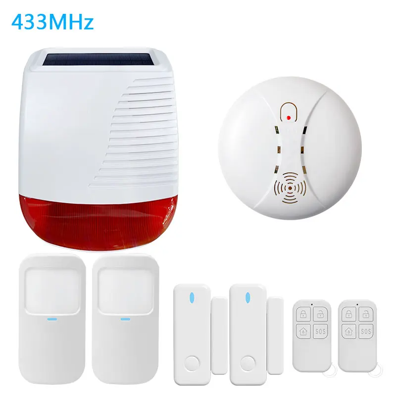 

433MHz Wireless Outdoor Waterproof Solar Siren Light Flash For Home Burglar Wifi GSM Security Alarm System Wireless Alarm System
