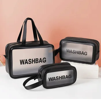 

New Matte Transparent Washbag Portable Travel Cosmetic Bag PVC Large Capacity Storage Bags Washable Finishing Sorting Dust Bags