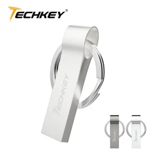 

new Usb flash driveTECHKEY флешка 64GB 32GB 16GB 8GB 4GB pen drive 2.0 pendrive waterproof u disk memoria cel usb stick gift