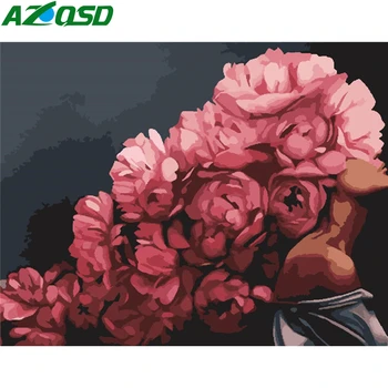 

AZQSD Adult Oil Painting By Numbers Portrait Home Decoration DIY Pictures By Numbers Flower Canvas Girl Unframe Handpainted Gift
