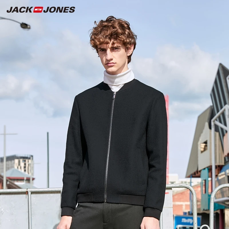 JackJones Men's Slim Fit Embroidered Woolen Coat hiphop Menswear| 219327519 JackJones Men's Slim Fit Embroidered Woolen Coat hiphop Menswear| 219327519