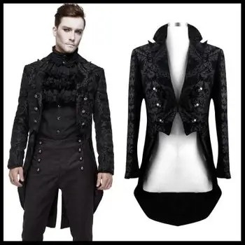 

Devil Fashion Men Gothic Steampunk Formal Tailcoat Winter Retro Party Long Jacket Men Stage Perform Costume