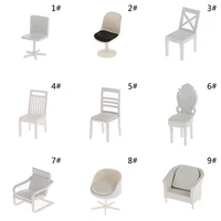 1:20 Dollhouse Miniature 9 Style White Plastic Furniture Chair Sofa Stool Model Doll House Decor Toy 1