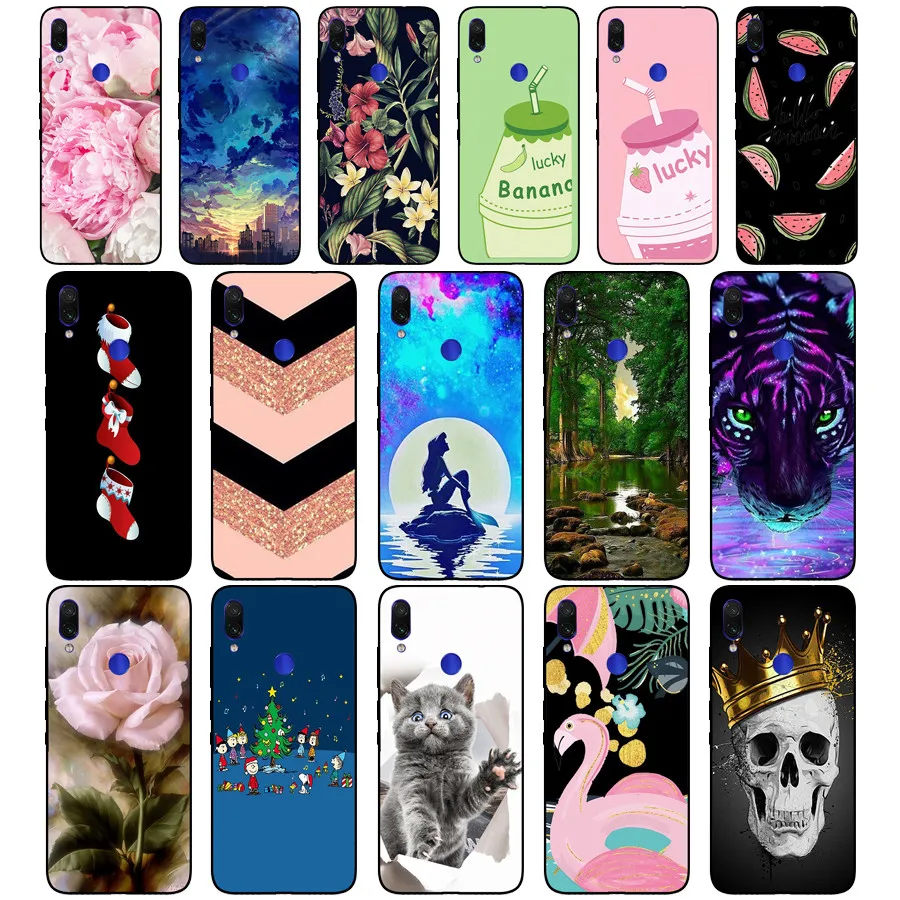 Untuk Xiaomi Redmi Note 7 Hitam Case Silikon Lembut Funda untuk Xiaomi Redmi Catatan 7 Hitam TPU Case Pelindung 6.3 