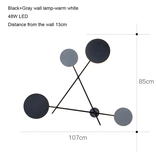 Artpad 4 Head Rotatable Black Gray Bedside Lamp Wall Mount Light Nordic Postmodern 38W 48W Living room Sconces Wall Led Fixture 6