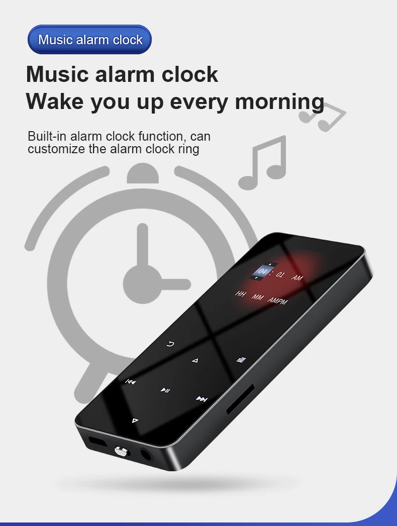 NEW1.8 Inch Metal Touch MP3 MP4 Music Player Bluetooth 4.2 Supports Card, with FM Alarm Clock Pedometer e-Book Built-in Speaker