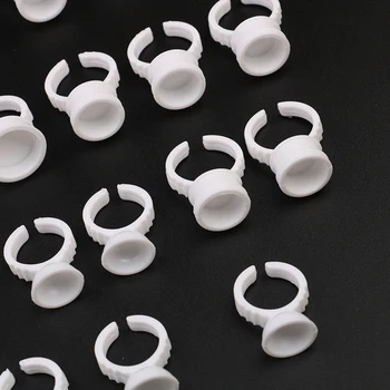 

Practical 100Pcs Eyebrow Tattoo Ink Ring Pallet Plastic Tattoo Ink Pigment Ring Permanent False Eyelash Glue Holder Makeup Tool