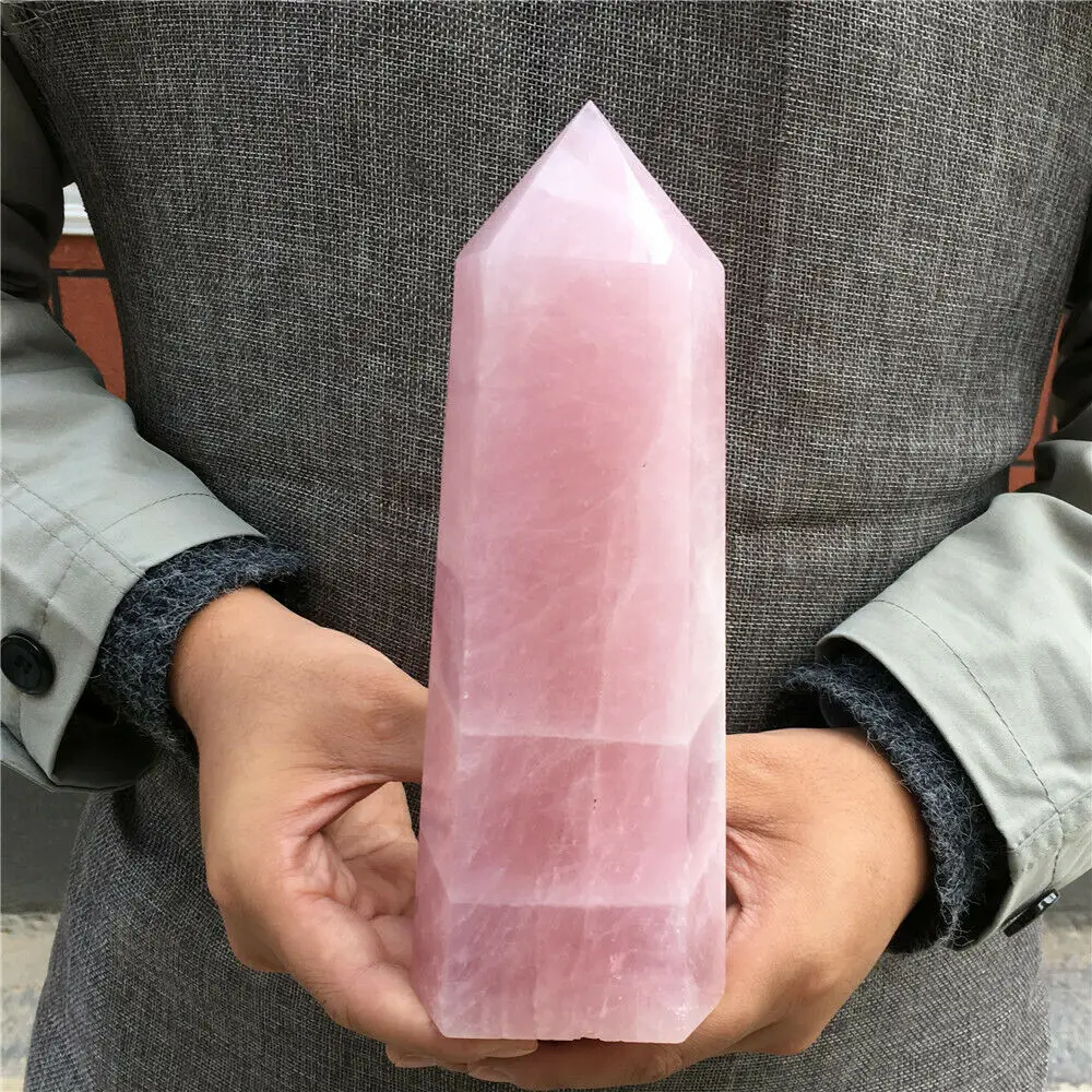 Natural Pink Rose Quartz Crystal Obelisk Wand Point Healing 4