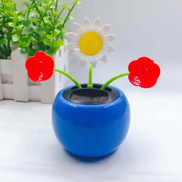 Fashion Solar Powered Dancing Flower Toy Office Desk Car Decor Funny Electric Toys For Kids Christmas Gift Car Decor Accessories 4