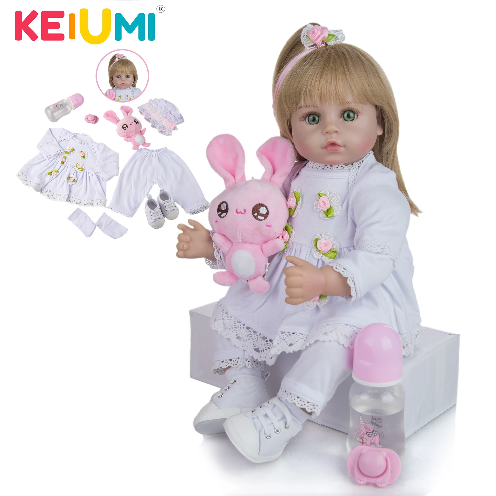 KEIUMI 18 Inch Silione Vinyl Reborn Baby Doll Handmade Cloth Body Bebe Dolls Toy Educational Gift To Child Birthday Surprise | Игрушки и
