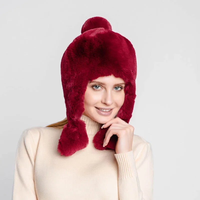 Зимняя женская шапка-бомбер из Фибоначчи, плюшевые шляпы из искусственного меха, ветрозащитная теплая шапка-ушанка, Русская Шапка-ушанка