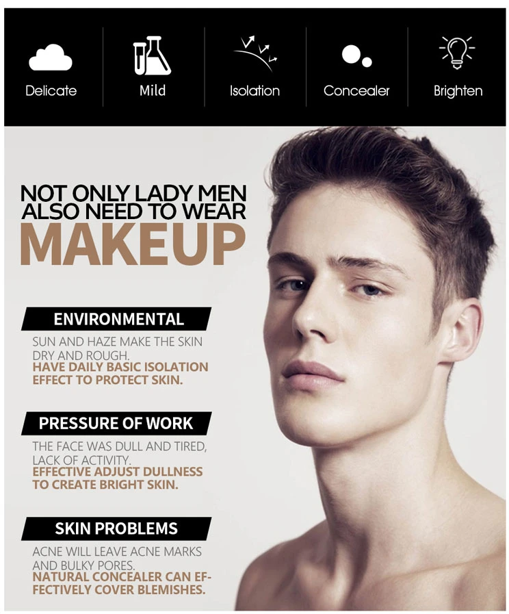 Мужской BB крем для лица Натуральный TanWhitening для мужчин эффективный уход солнцезащитный крем основа для лица макияж цвет уход за кожей